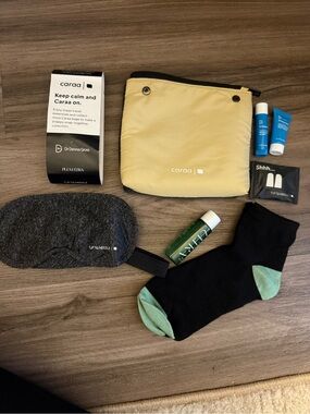 NEW JetBlue Mint Caraa Amenity Kit Dr Dennis Gross Tuft & Needle Yellow